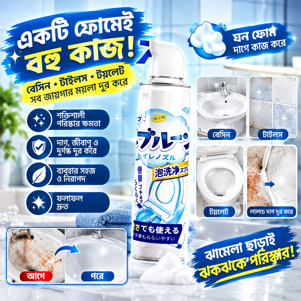 2PCs- Multipurpose Foam Cleaner