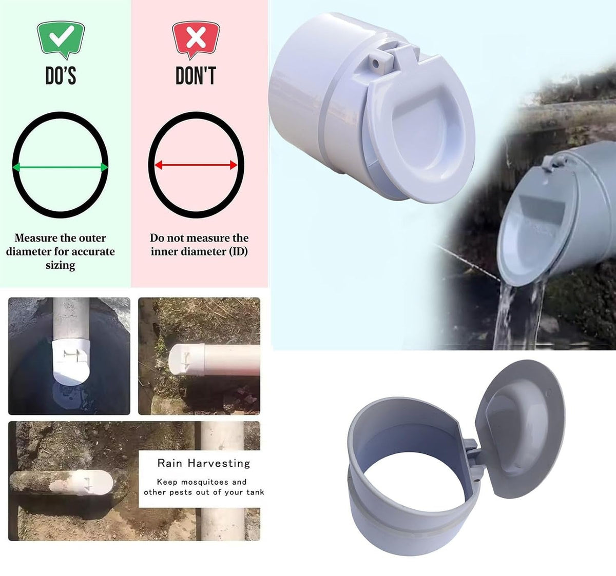 2PCs- PVC Drain Backflow Pipe Cap(4 Inch / 110mm)